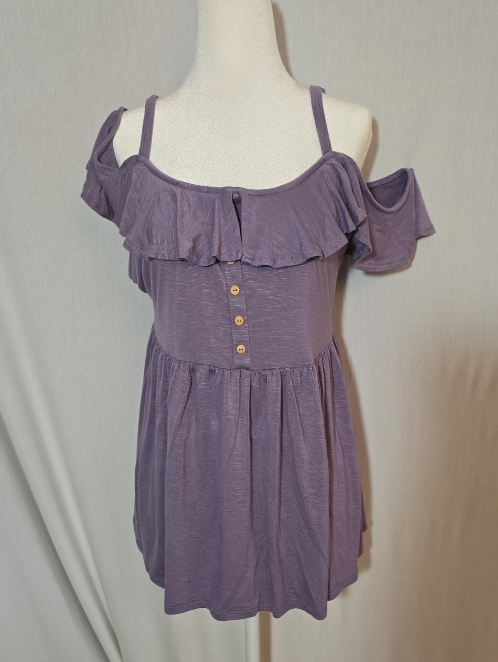 Lg/0   Torrid Lavender Cold-Shoulder Ruffle Tunic
